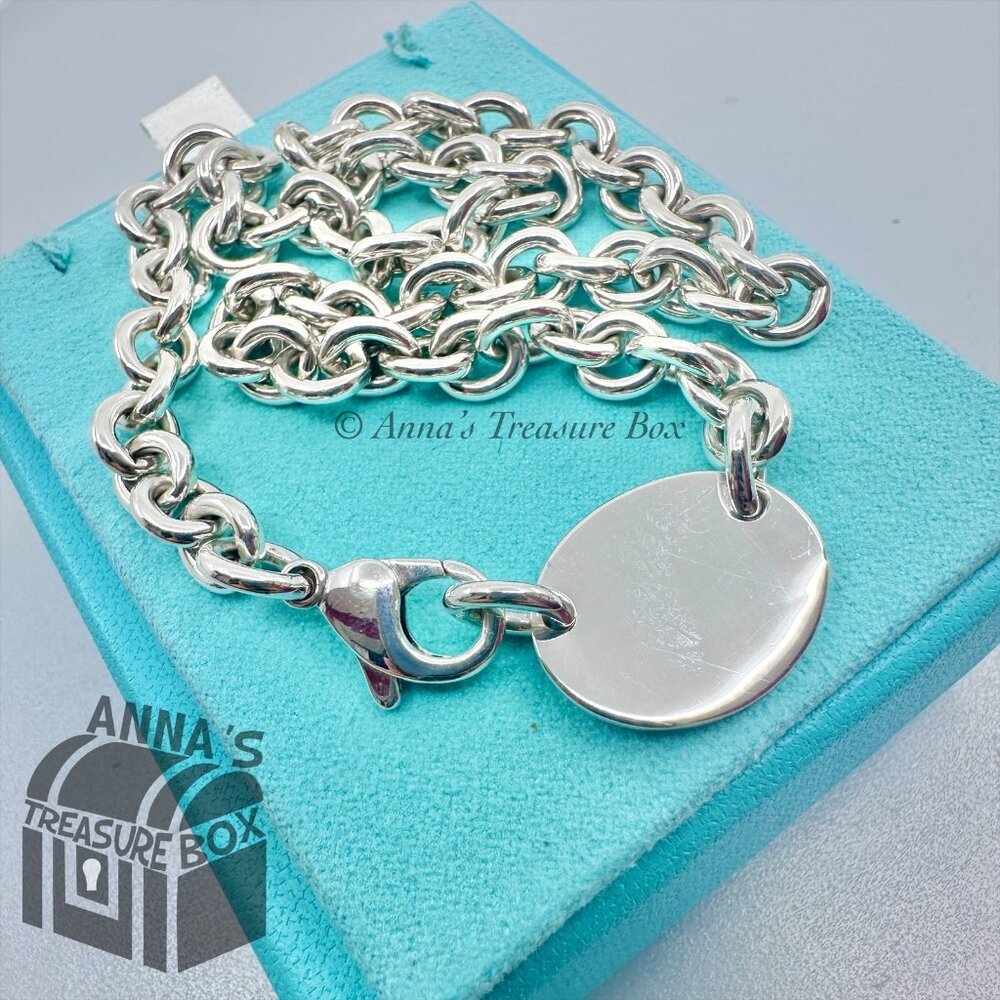 Tiffany & Co. 925 Silver Vintage RTT Oval Tag Choker 15.75" Necklace (pouch) - Picture 4 of 8